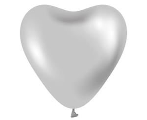 Balony Platynowe srebrne serca, 12", 6 szt. - 2859171050
