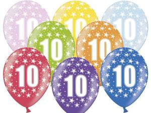 Balony na 10 urodziny z cyfr 10 metaliczne, 6 szt. - 2872919887