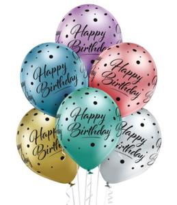 Balony urodzinowe chrom, glossy Happy Birthday, 6 szt. - 2859173541