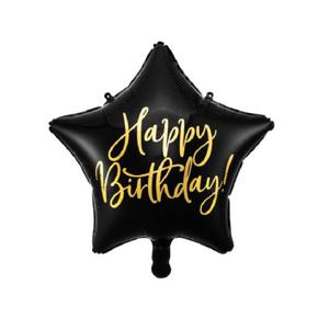Balon foliowy czarna gwiazda Happy Birthday - 2870774123
