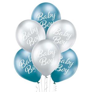 Balony Baby Boy chrom, glossy, 6 szt. - 2863177481
