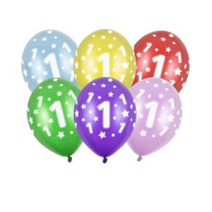 Balony na 1 urodziny z cyfr 1, metaliczne, 6 szt. - 2876892356