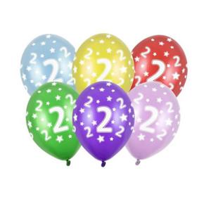 Balony na 2 urodziny z cyfr 2, metaliczne, 6 szt. - 2876892357