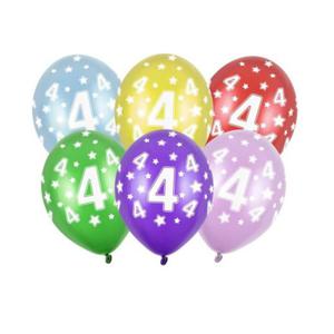 Balony na 4 urodziny z cyfr 4, metaliczne, 6 szt. - 2876892358