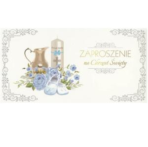 Zaproszenia na Chrzest wity, niebieskie buciki, 10 szt. - 2868491400