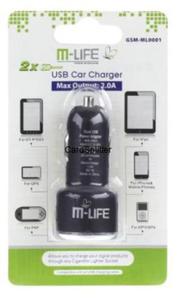 ADOWARKA SAMOCHODOWA USB 2A DUAL M-LIFE - 2828083029