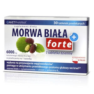 Morwa Biaa Plus Forte - 30 tabletek - ekstrakt z morwy biaej, cynamonowca, chrom, witamina B12