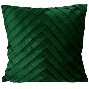 Poszewka witeczna welwetowa - Chevron zielona 45x45 cm - SZYBKA WYSYKA - 2871755753