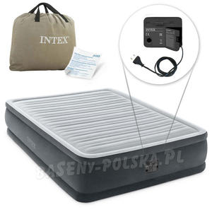 Materac welurowy z pompk Intex 64414 203 x 152 x 46 cm dwuosobowy - 2833446668