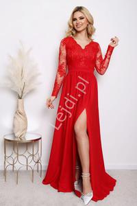Sukienka na wesele z dugim rkawem - Luna czerwona - 2874014988