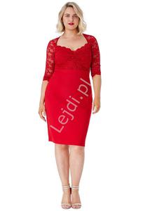 Czerwona sukienka z koronki Plus Size, Goddiva 1544 - 2874199291