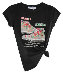 Czarny t-shirt z trampkami Candy Shoes - 2860051890