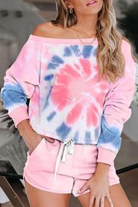 Jasnorowy zestaw bluza i spodenki sportowe tie dye 014 - 2860052028