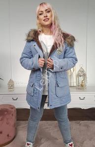 Zimowa parka w kolorze niebieski denim 8129 - 2877733017