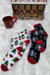 Skarpety świąteczne w choinki lub śnieżki , 2 wzory - 2865902563