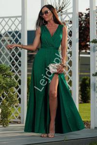 Brokatowa kopertowa sukienka zielona Salma - 2871577288