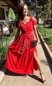 Wieczorowa sukienka na wesele w czerwonym kolorze KM315 - 2878141314