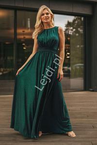 Butelkowo zielona brokatowa suknia wieczorowa, m427A - 2871276343