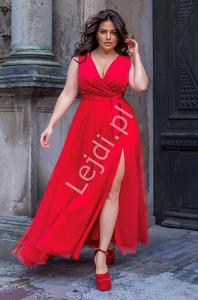 Czerwona suknia Plus Size na studniwk, wesele, sylwestra HB248 - 2878266490