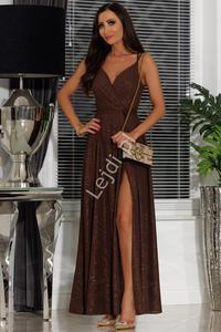 Brokatowa czekoladowa sukienka Paris - 2871670297