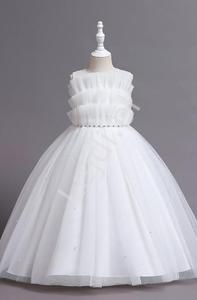 Biaa duga sukienka z perekami dla dziewczynki na komunie 304 - 2874098518