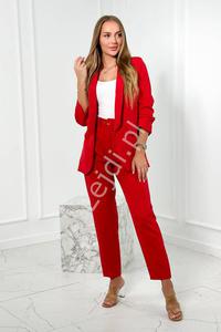 Czerwony garnitur damski z elastycznego materiau, marynarka i spodnie 80172K - 2876777174