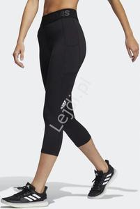 Czarne legginsy Adidas 3/4 z kieszonk na boku, damskie legginsy Adidas TF 3/4 3 BAR T - 2876777205