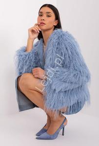 Niebieska kurtka futrzak, imitacja futra w nowoczesnym wydaniu 2359 - 2877151318