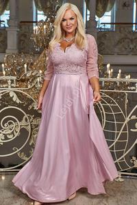 Pastelowo rowa sukienka wieczorowa plus size - Carmen 3/4 - 2878747658