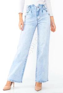 Jasno niebieskie jeansy z wysok tali i rozszerzanymi nogawkami 3932 - 2878858081