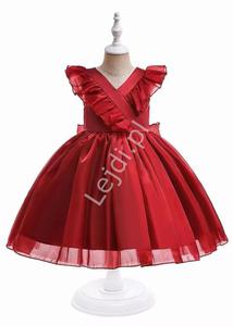 Bordowa sukienka dla dziewczynki na wesele, na bal, na urodziny AL031 - 2878593228