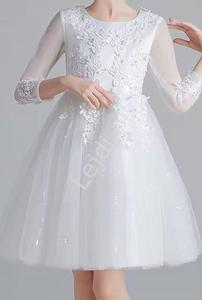 Przepikna sukienka dla dziewczynki w biaym kolorze, krtka sukienka na komuni, bale a683 - 2878747683
