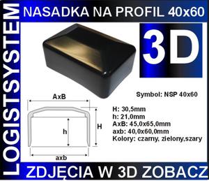 Nasadka prostoktna 40x60 na profil 40x60 - 2827422674