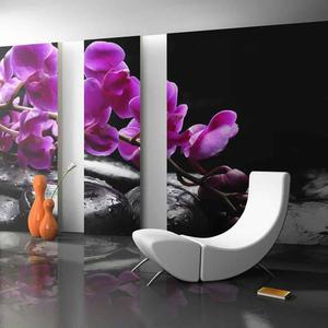 Fototapeta - Chwila relaksu : orchidea i kamienie zen - 2856743842