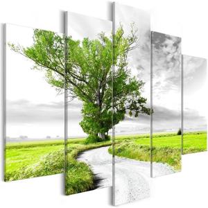 Obraz - Samotne Drzewo (5-czsciowy) zielony OBRAZ NA PTNIE WOSKIM - 2861751716