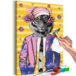 Obraz do samodzielnego malowania - Tygrys w czapce - 2861752329