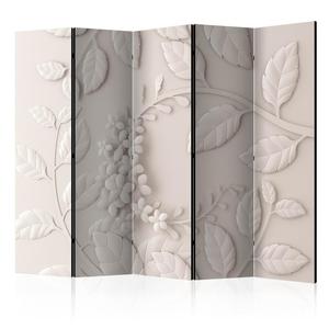 Parawan 5-czciowy - Papierowe kwiaty (kremowy) [Room Dividers] - 2861754051