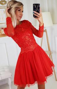 Czerwona sukienka z tiulow spdnic 2194-02 - 2864970860