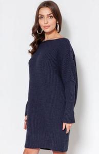 Oversizowy sweter damski granatowy SWE135 - 2860600700