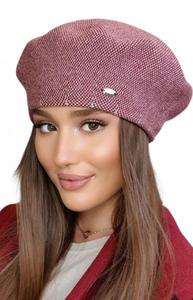 Kamea Arkadia beret damski w pepitk bordowy - 2870896275