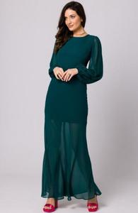 Makover szyfonowa sukienka z odkrytymi plecami ziele butelkowa K166 - 2874522400
