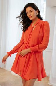 Makover szyfonowa sukienka z klinami pomaraczowa K168 - 2874522404