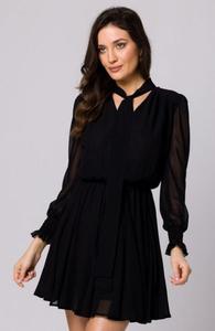 Makover szyfonowa sukienka z klinami czarna K168 - 2874522406