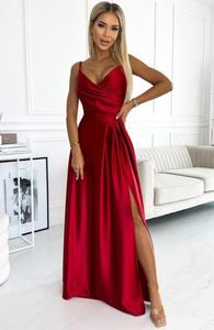 Numoco 299-14 CHIARA elegancka maxi duga satynowa suknia na ramiczkach - 2876097610