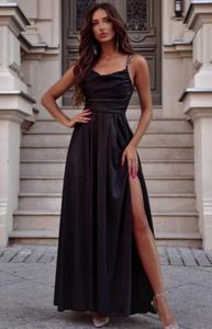 Duet Valeria maxi sukienka z wizaniem poysk czarna - 2876592577