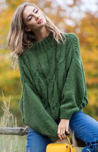 *Weniany sweter z golfem F840 zielony - 2877809229