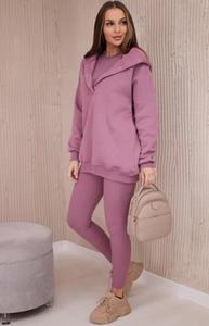 Komplet 3 w 1 bluza, top i legginsy ciemny rowy - 2877906149