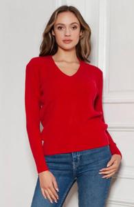 Sweter w prek czerwony SWE146 - 2877906199