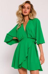 Moe sukienka mini z rozkloszowanym doem zielona M785 - 2878232817
