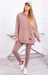 Komplet bluza z kapturem i legginsy mocca - 2878556358